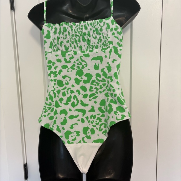 Zara Summer Smocked Square Neckline Printed Bodysuit Size Small - Picture 8 of 14